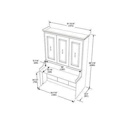 Murphy Bed With Desk, Full Size, Coventry Walnut by Leto Muro