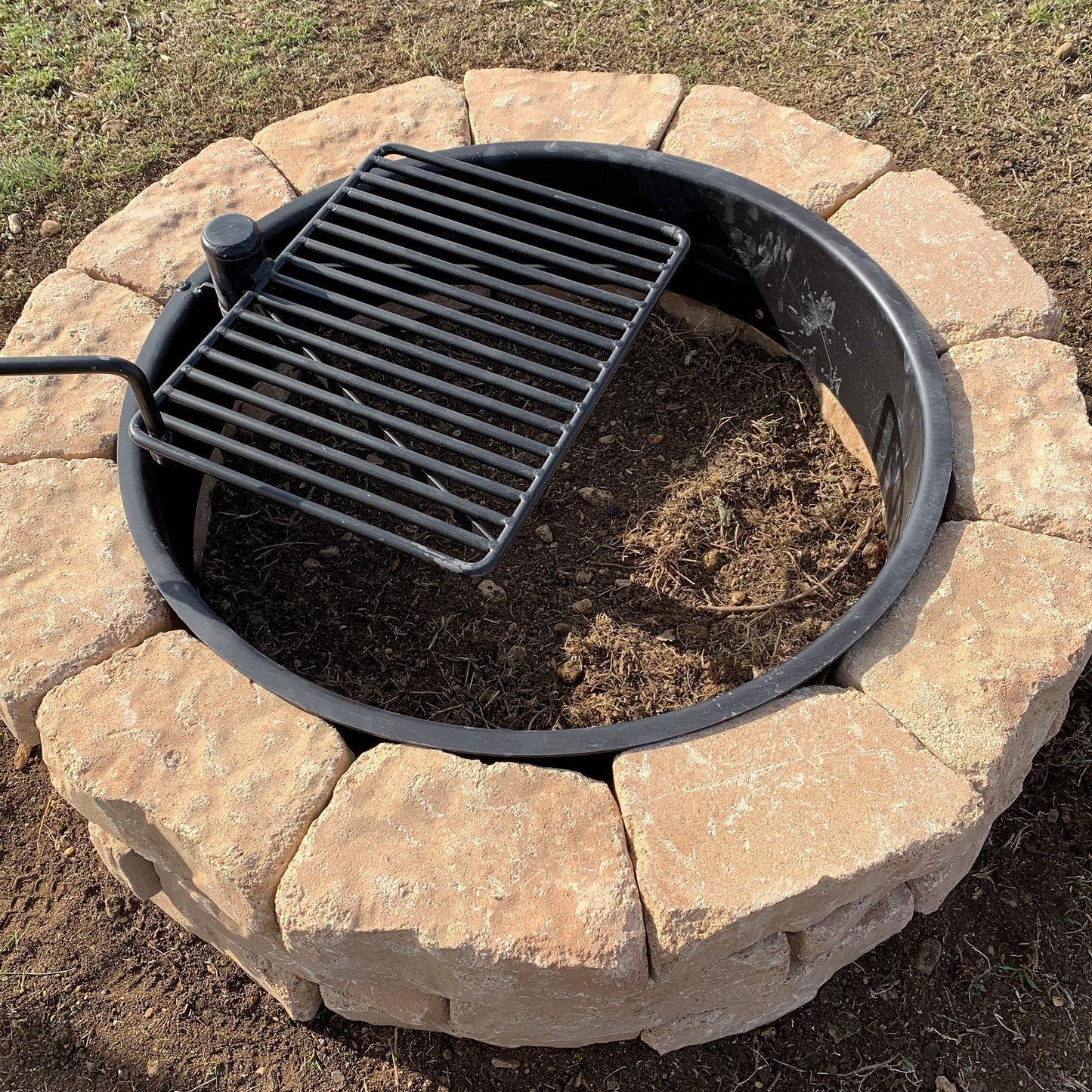 Pilot Rock 3 Pack 30.5 Inch Steel Ground Fire Pit Ring and Metal Cooking Grate - 415876