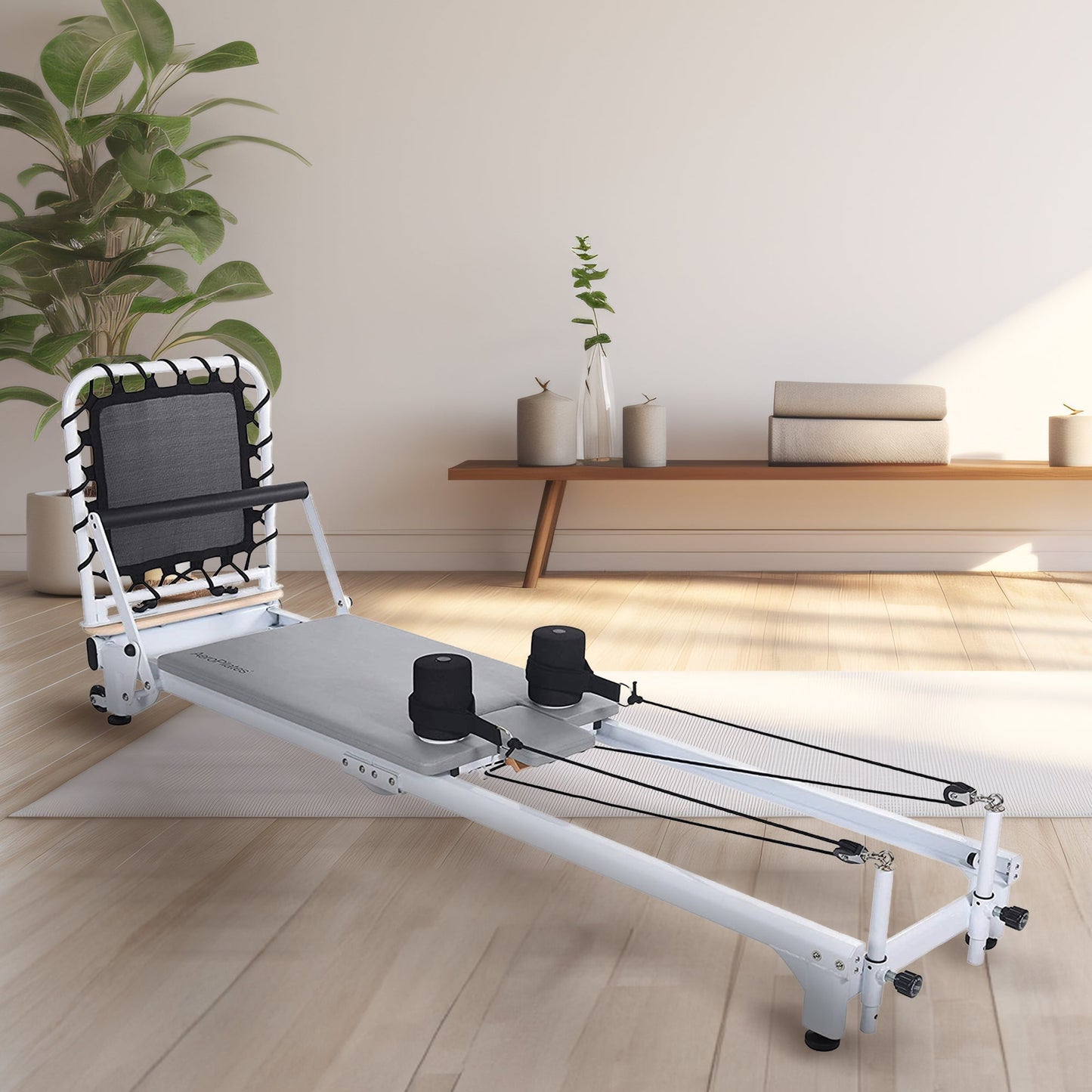 Stamina Products AeroPilates Precision Series Reformer Machine for Home Exercise Workouts, White -226529