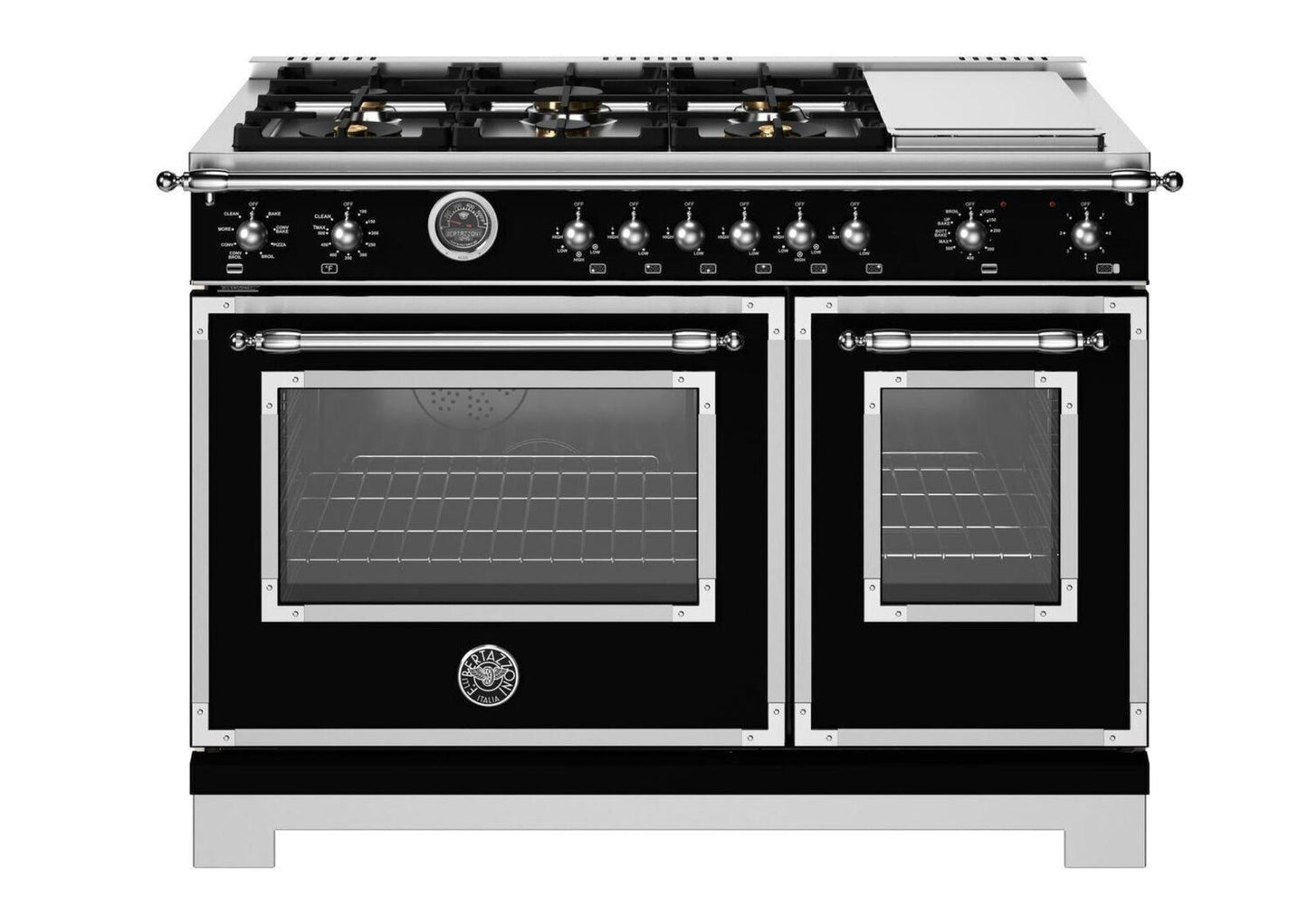 BERTAZZONI HER486BTFEPNET Heritage 48" Range Dual Fuel Self Clean Nero Black - HER486BTFEPNET