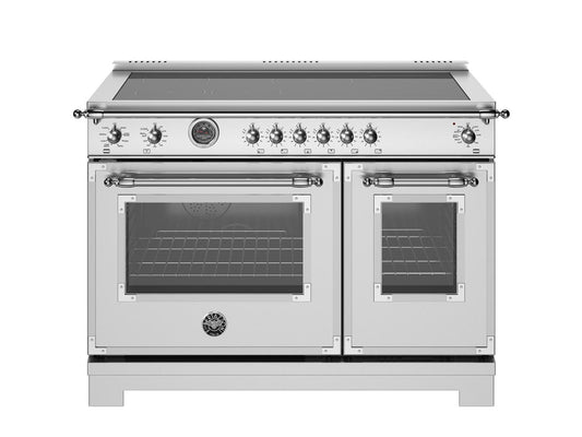 BERTAZZONI HER486BTFEPXT 48 inch Dual Fuel Range, 6 Brass Burners and Griddle, Electric Self-Clean Oven in Stainless Steel - HER486BTFEPXT