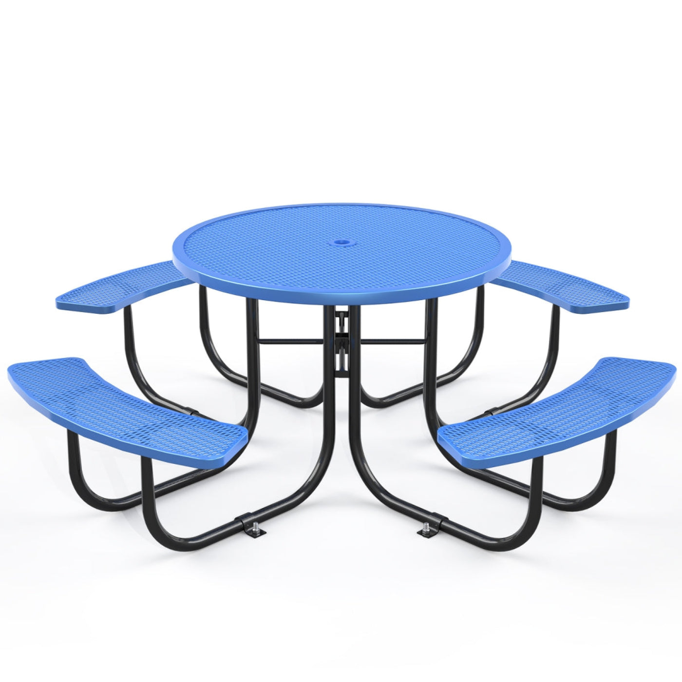Chery Industrial Damaged 46" Round Picnic Tables With Umbrella Hole BLUE - D_TB16BL