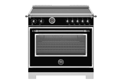BERTAZZONI HER365ICFEPNET Heritage 36" Range Induction Self Clean Nero Black - HER365ICFEPNET