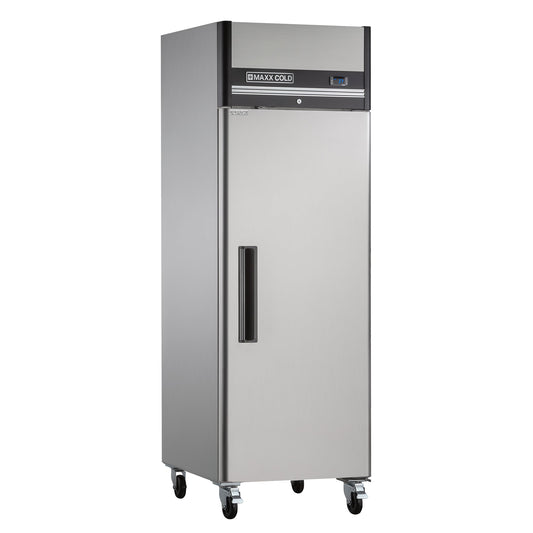 Maxx Cold Single Door Reach-In Refrigerator, Top Mount, 25.2"W, 19 cu. ft. Storage Capacity, in Stainless Steel - MXCR-19FDHC
