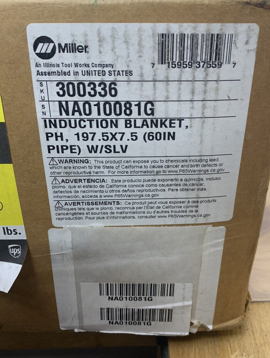 Miller Welding 300336 Induction Blanket with Kevlar Sleeve for 60in Diameter Pipe - New Surplus - Miller 300336