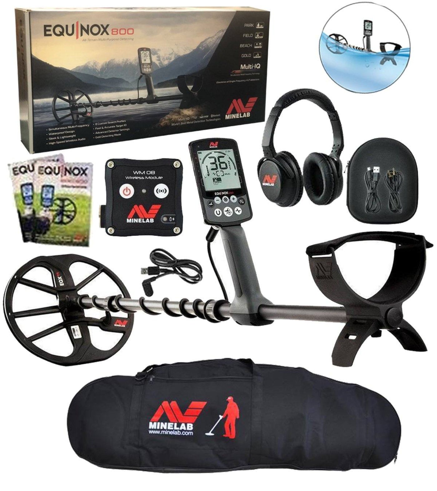 Minelab Equinox 800 Metal Detector Bundle with Minelab Carry Bag - 3720-0002-mfg-bag