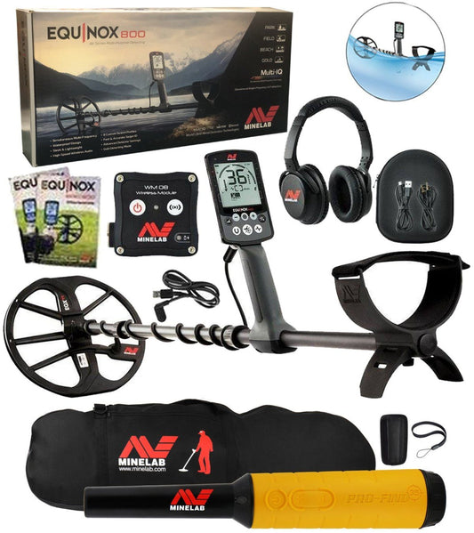 Minelab Equinox 800 Metal Detector Bundle, Pro-Find 35, Minelab Gear - 3720-0002-mfg-pf35-bag