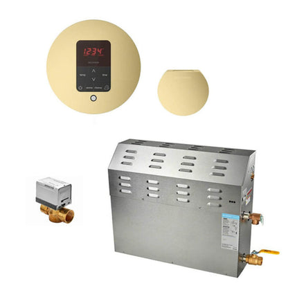 Mr. Steam- 9kW Steam Bath Generator Package - Round - Satin Brass - 400C1ATRDSB