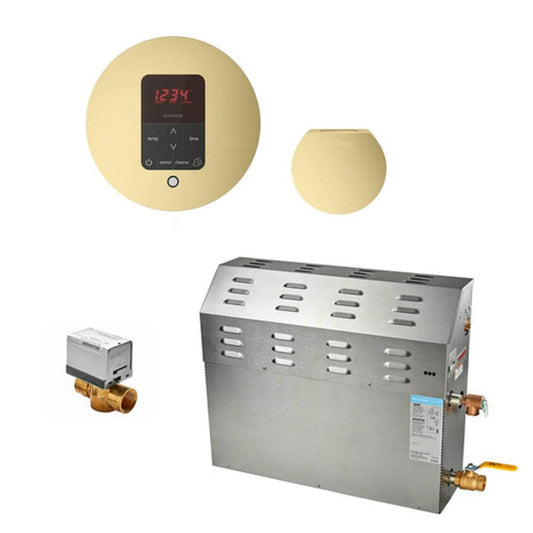 Mr. Steam- 9kW Steam Bath Generator Package - Round - Satin Brass - 400C1ATRDSB