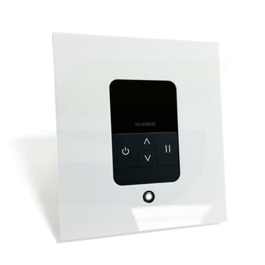 Mr. Steam iTempo In-Shower Electronic Control with Steamhead - White / Chrome - MSITEMPOSQ-WH