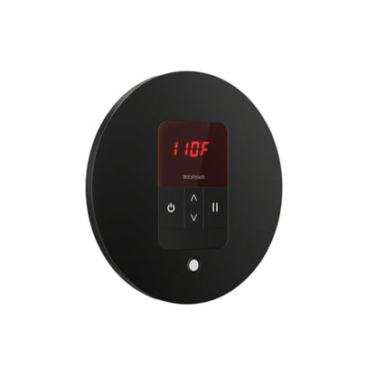 Mr. Steam iTempo Round Steam Shower Control in Matte Black with Polished Chrome Bezel - MSITEMPORD-M