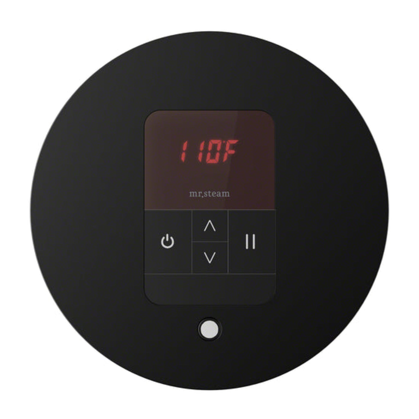 Mr. Steam iTempo Round Steam Shower Control in Matte Black with Polished Chrome Bezel - MSITEMPORD-M