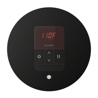 Mr. Steam iTempo Round Steam Shower Control in Matte Black with Polished Chrome Bezel - MSITEMPORD-M