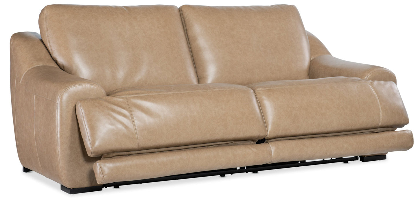 Modway Furniture Wayward Power Sofa - Luxurious Power Recline & Adjustable Headrest in Latte Leather for Relaxation