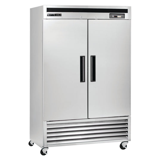 Maxx Cold Double Door Reach-In Refrigerator, Bottom Mount, 54"W, 49 cu. ft. Storage Capacity, Energy Star Rated, in Stainless Steel - MCR-49FDHC
