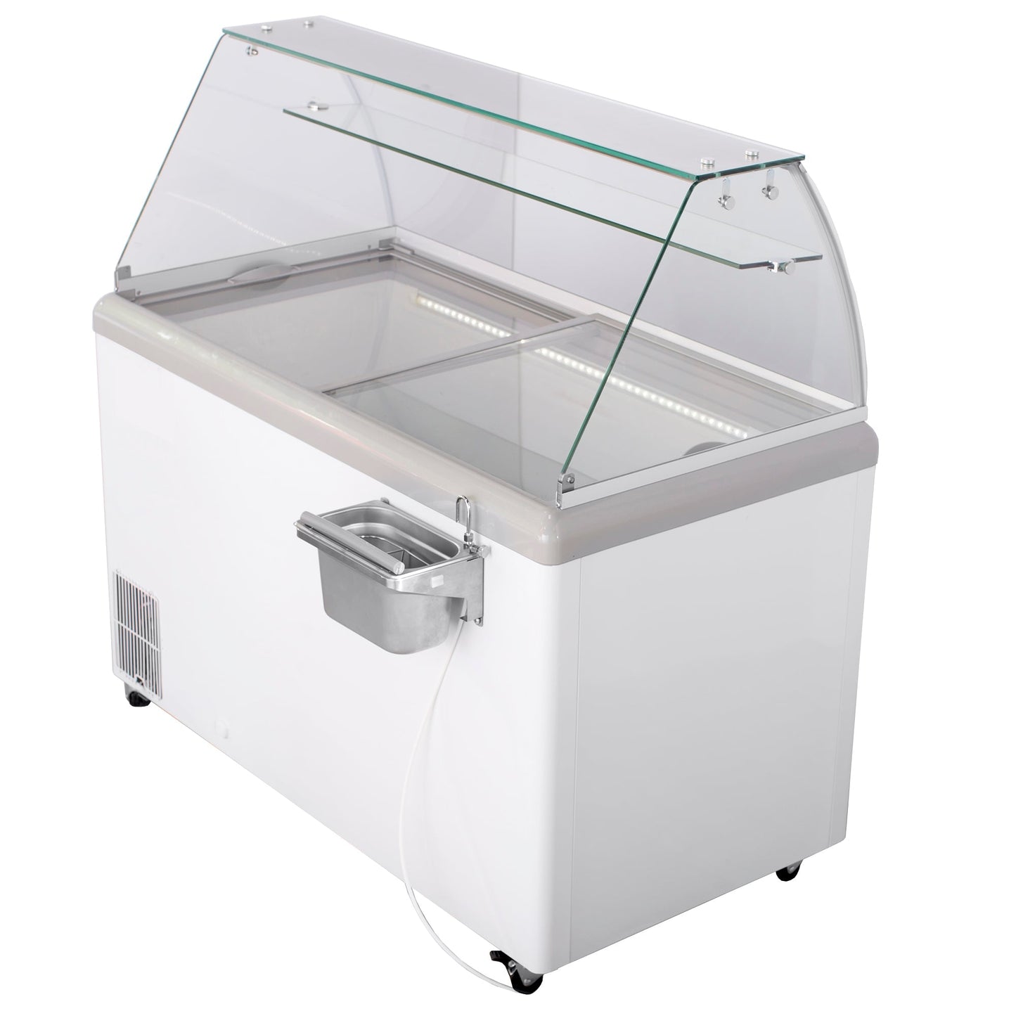 Maxx Cold - Curved Glass Ice Cream Dipping Cabinet Freezer, 52"W, 13.8 cu. ft. Storage Capacity, Holds up to (14) Flavor Tubs, in White - MXDC-8