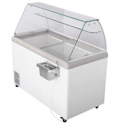 Maxx Cold - Curved Glass Ice Cream Dipping Cabinet Freezer, 52"W, 13.8 cu. ft. Storage Capacity, Holds up to (14) Flavor Tubs, in White - MXDC-8