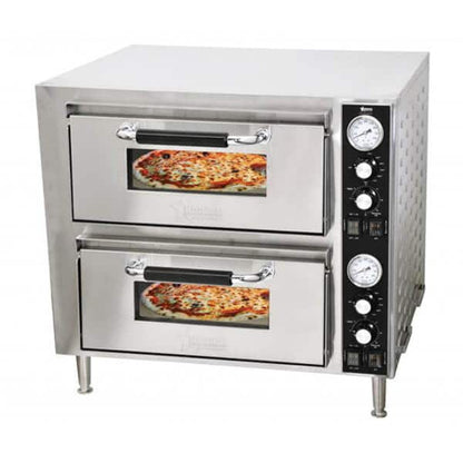 Omcan 18" Commercial Double Deck Countertop Pizza Oven - 240V, 3200W - 39580