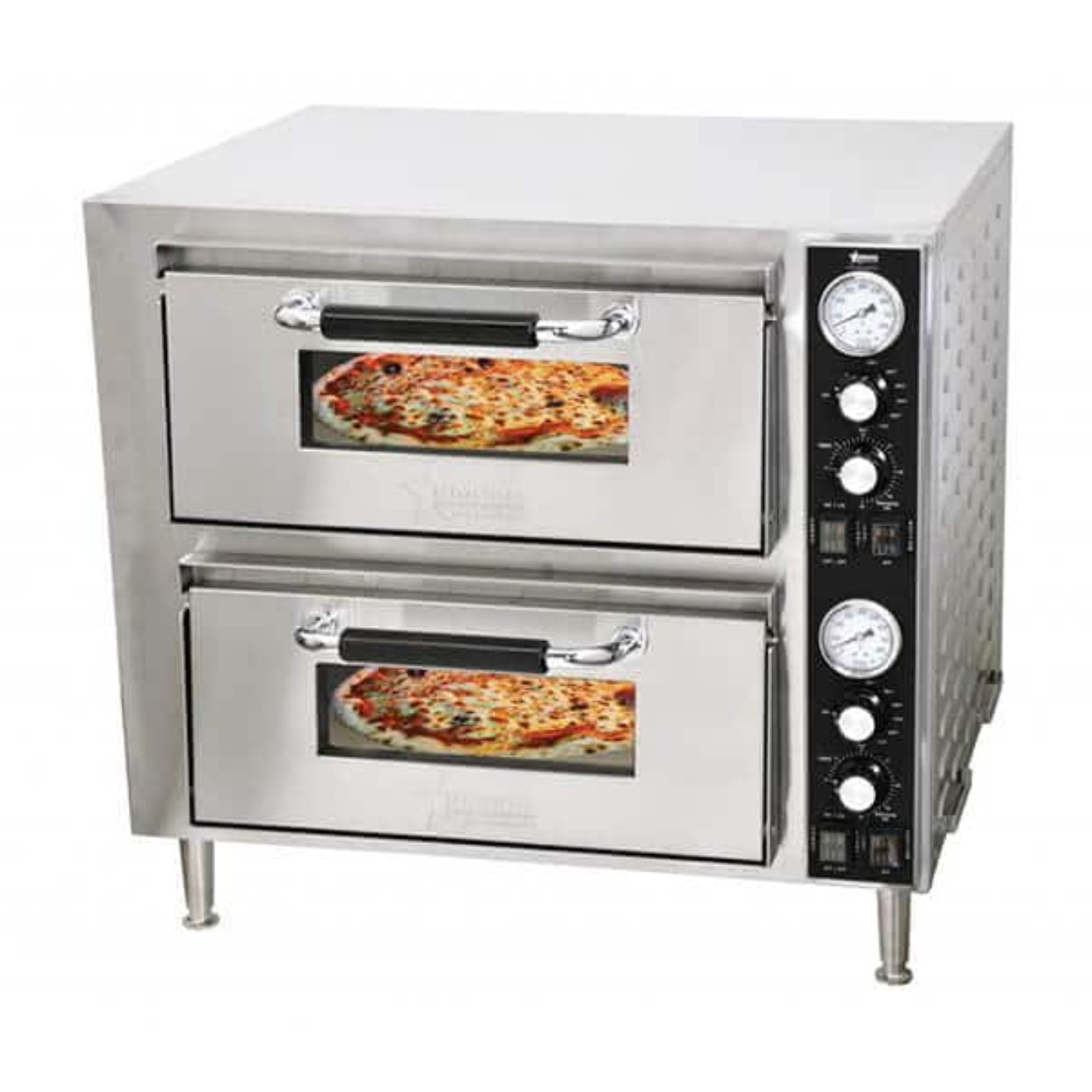 Omcan 18" Commercial Double Deck Countertop Pizza Oven - 240V, 3200W - 39580