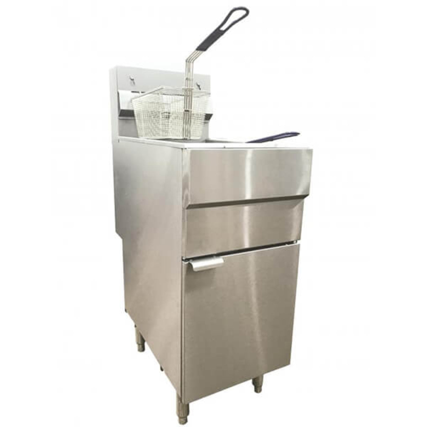 Omcan Natural Gas 40 lb. Stainless Steel Floor Fryer - 90,000 BTU - 44225
