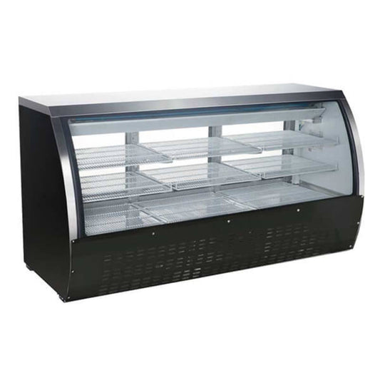 Omcan 82" Black Curved Glass Refrigerated Deli Case - Omcan-50078