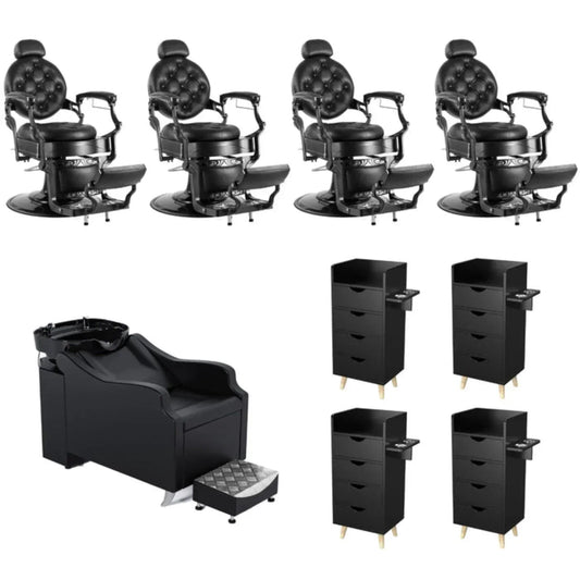OmySalon 4 Operator Vintage Barber Package Black  - BP1-4B