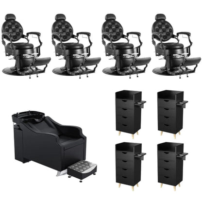 OmySalon 4 Operator Vintage Barber Package Black  - BP1-4B