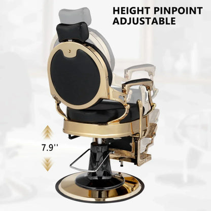 OmySalon BC1601 Vintage Style Heavy Duty Hydraulic Recline Barber Chair - G59000497+G59000498