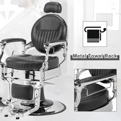 OmySalon PH441 Vintage Style Heavy Duty Hydraulic Recline Barber Chair - G59000441+G59000442