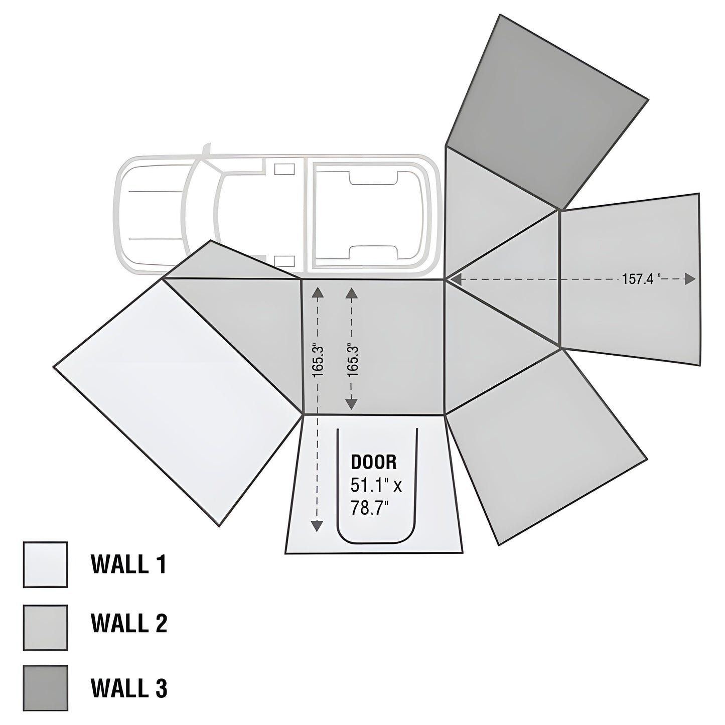 Overland Vehicle Systems Nomadic 270 Awning With Walls