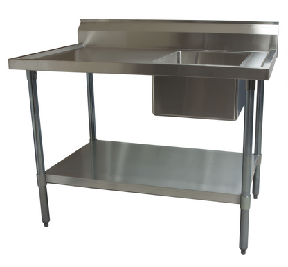 BK Resources BKMPT-3072S-RHD Stainless Steel Prep Tables - BKMPT-3072S-RHD