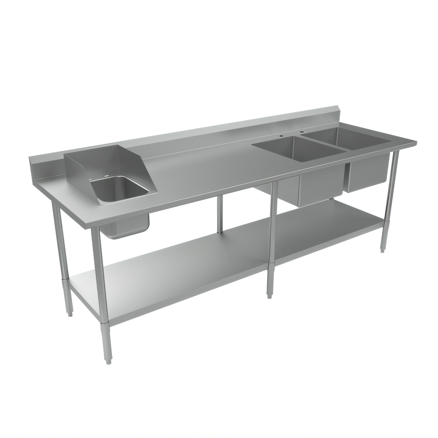 BK Resources BKPT-2-3096S-R Stainless Steel Prep Tables - BKPT-2-3096S-R