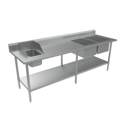 BK Resources BKPT-2-3096S-R Stainless Steel Prep Tables - BKPT-2-3096S-R