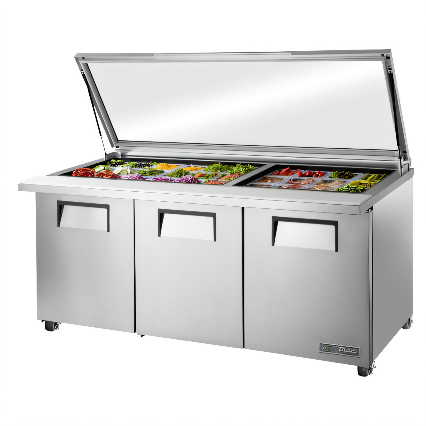 True Mfg General Foodservice Refrigerated Prep Tables - TSSU-72-30M-B-ST-FGLID-HC