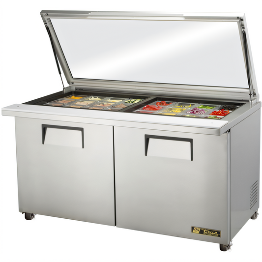 True Mfg General Foodservice Refrigerated Prep Tables - TSSU-60-24M-B-ST-FGLID-HC