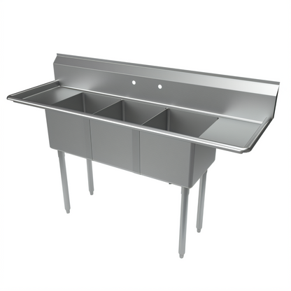 BK Resources ES-3-1416-12-12T Compartment Sinks - ES-3-1416-12-12T