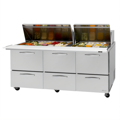 Turbo Air PRO Refrigerated Prep Tables - PST-72-30-D6-N
