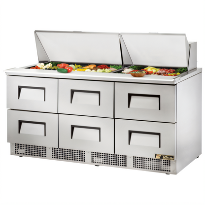 True Mfg General Foodservice Refrigerated Prep Tables - TFP-72-30M-D-6