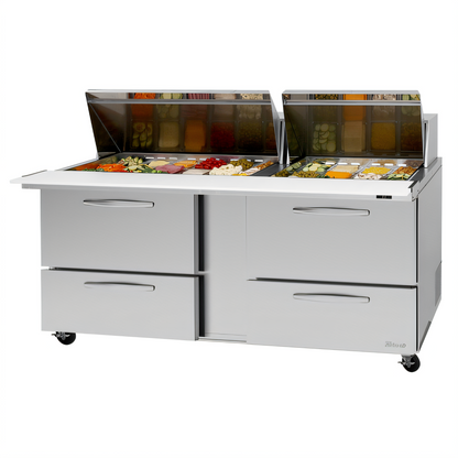 Turbo Air PRO Refrigerated Prep Tables - PST-72-30-D4-N