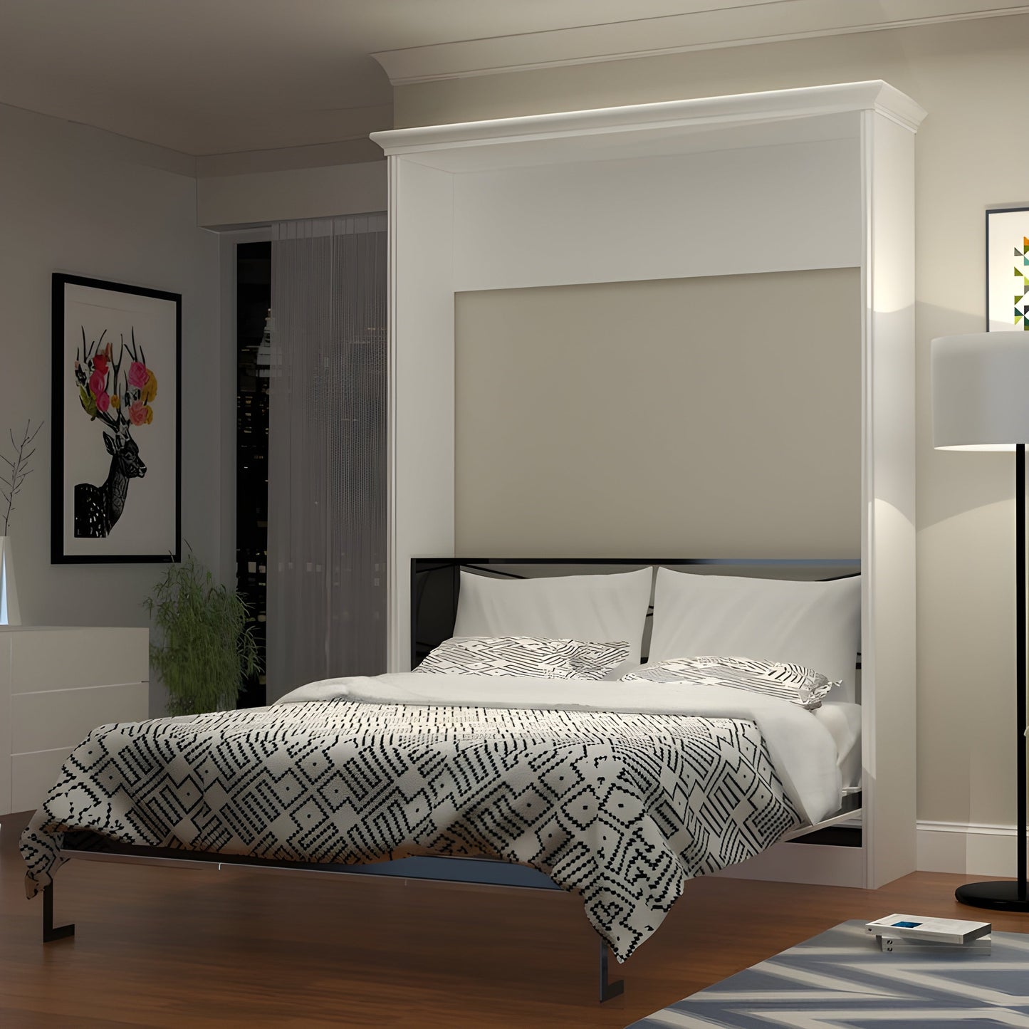 Queen Murphy Bed, Vertical, White by Leto Muro