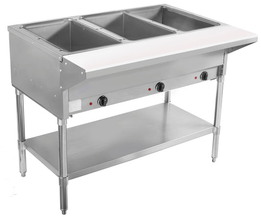BevLes - BVST-3-240, BevLes 3 Well Electric Steam Table, 230V, in Silver - BVST-3-240