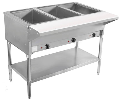 BevLes - BVST-3-240, BevLes 3 Well Electric Steam Table, 230V, in Silver - BVST-3-240