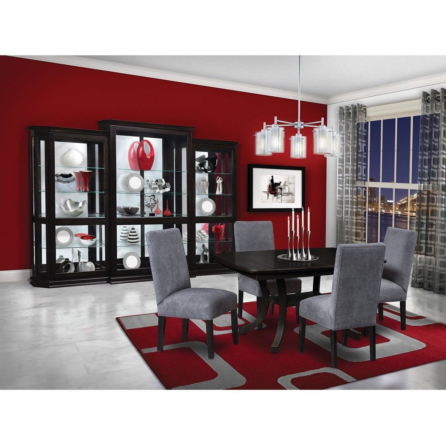 QW Amish Charmer Deluxe 3pc Sliding Door Curio - 747O-G0-2082