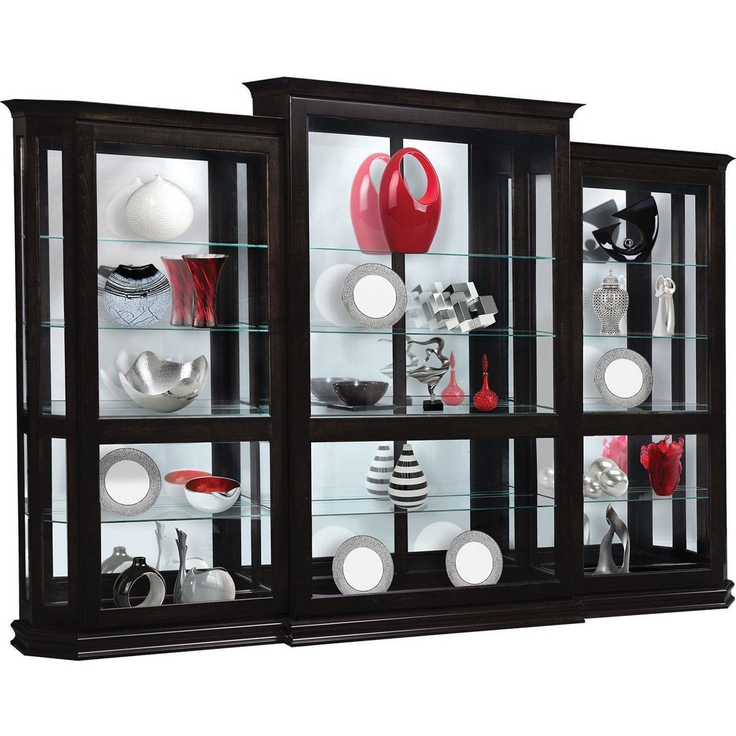 QW Amish Charmer Deluxe 3pc Sliding Door Curio - 747O-G0-2082