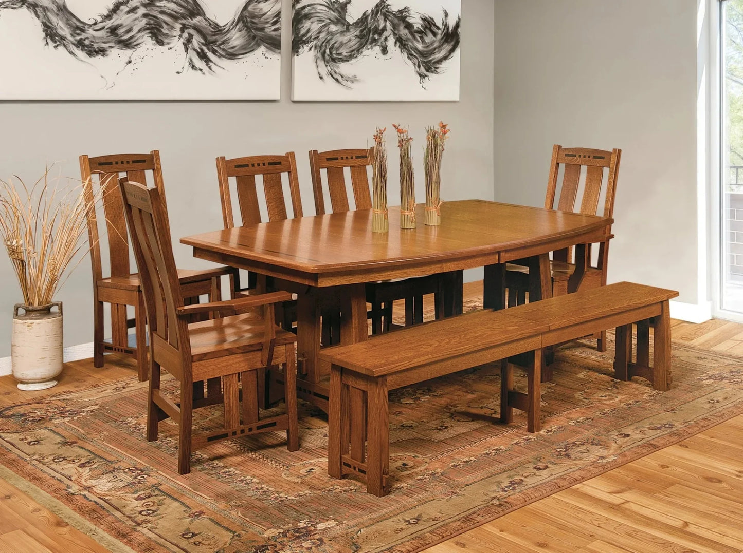 QW Amish Colebrook 6pc Set - 235P-COLEBROOK-TABLE,BENCH;187H-SIDE,ARM