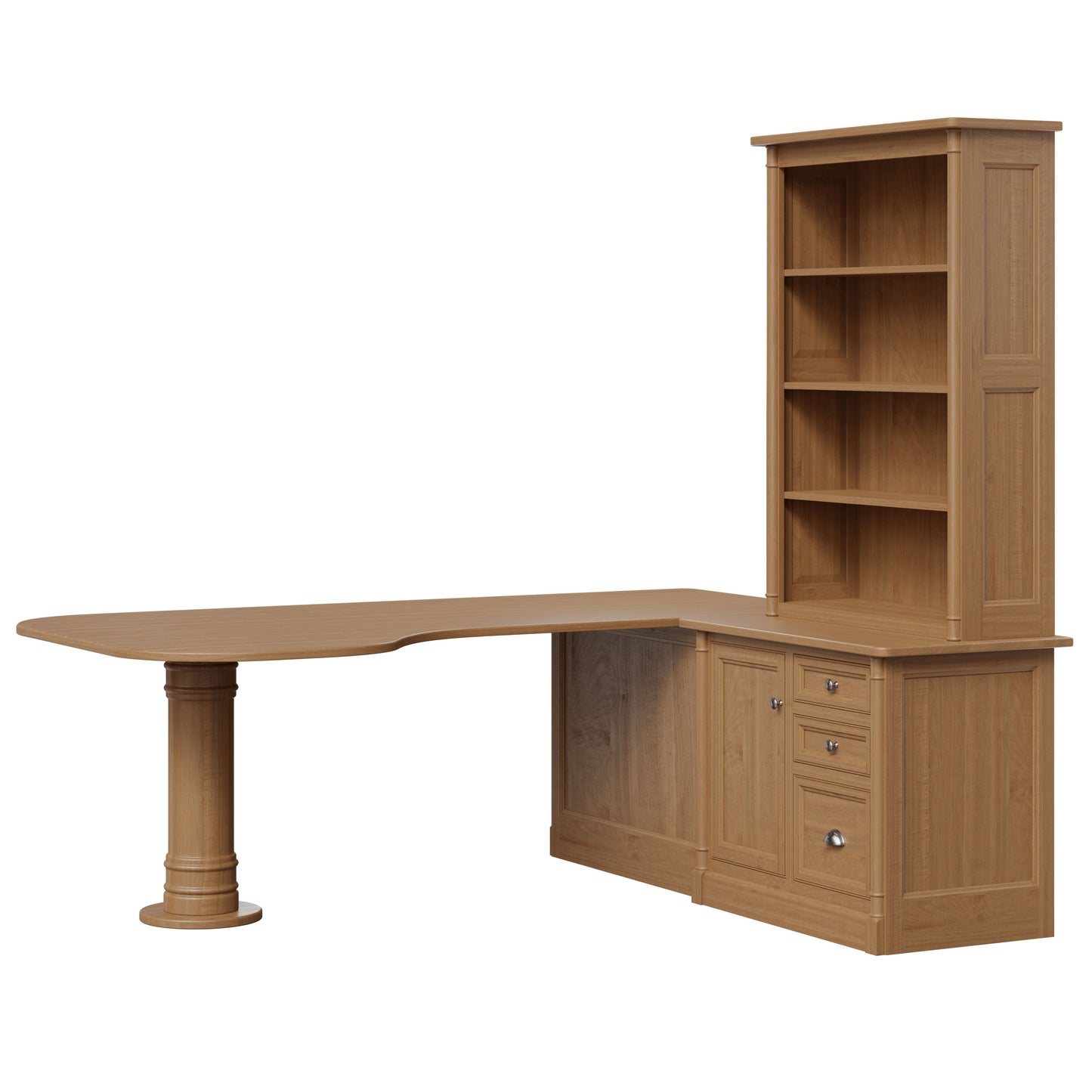 QW Amish Covington Peninsula Desk w/ Credenza & Hutch - 126N-CO80RD-CC4021-D4-CT-3641-0