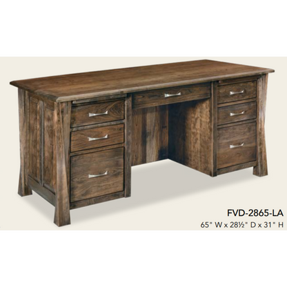 QW Amish Lexington Arc Executive Desk - 639V-FVD-3365-LA