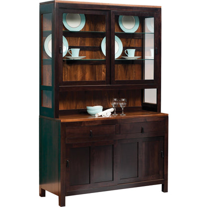 QW Amish Lillie Sliding Door Hutch & Buffet - 747O-G19-32S