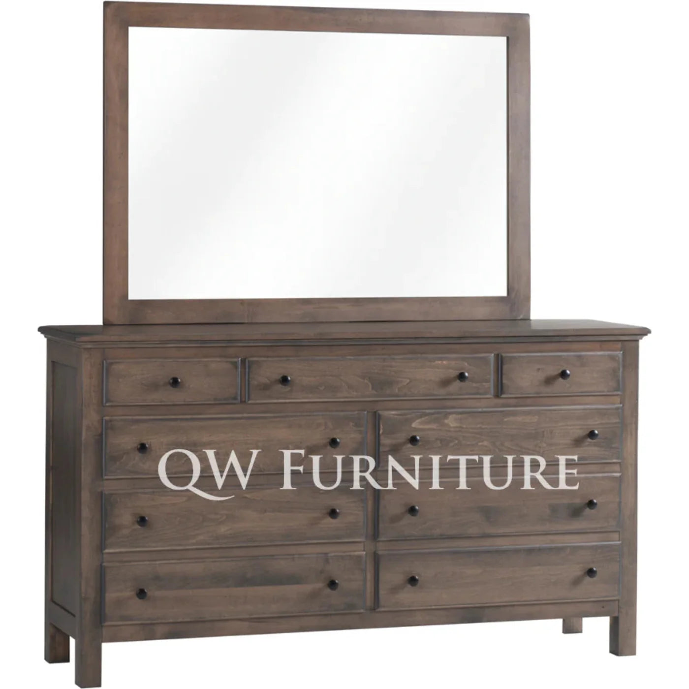 QW Amish Lodge 9 Drawer Dresser with Optional Mirror - 857W-LOD-333-DR