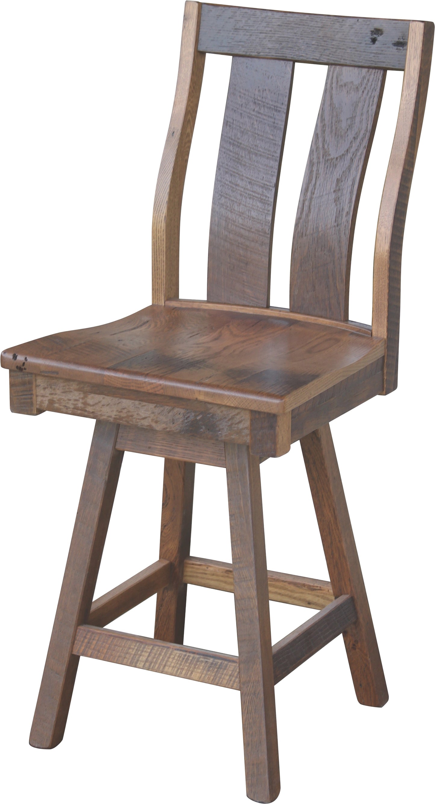QW Amish Silverton Reclaimed Barnwood Swivel Bar Chair - 548M-SILVERTON-24SWIV